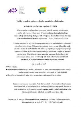 7.9.2024 - 10.00 - Skupnostni piknik mladih in odločevalcev