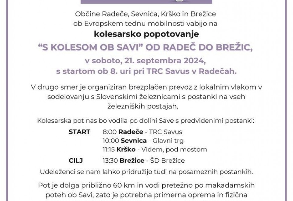 S kolesom ob Savi od Radeč do Brežic.
