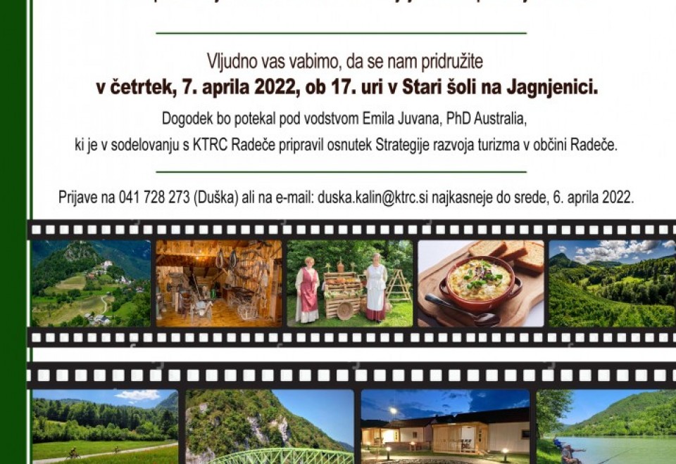 7.4.2022 - Vabilo na predstavitev Strategije razvoja turizma v občini Radeče