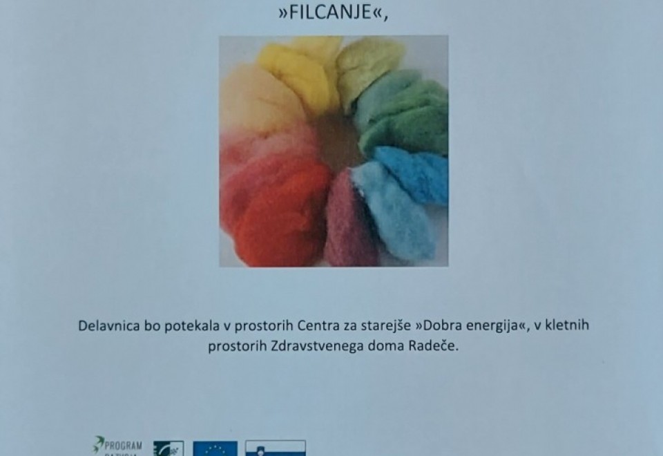 Delavnica filcanja v Centru za starejše Dobra energija