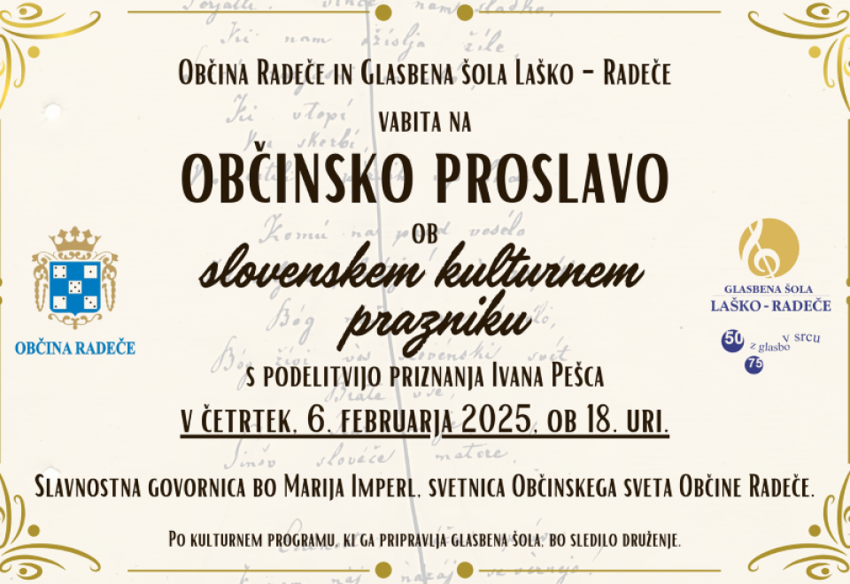 Proslava ob slovenskem kulturnem prazniku s podelitvijo Priznanja Ivana Pešca