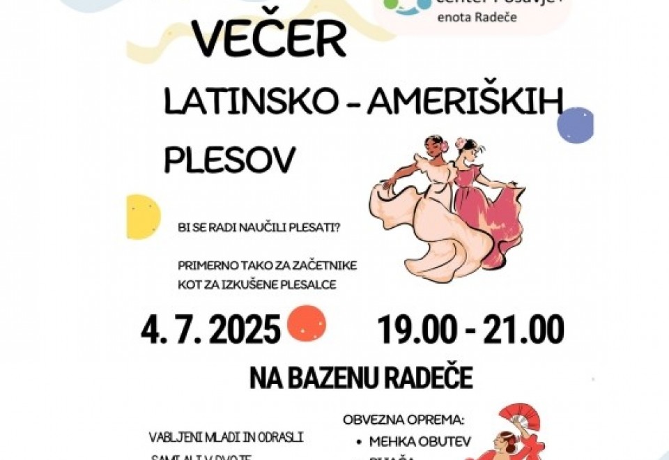 Petkovi večeri na Bazenu Radeče: Večer latinsko-ameriških plesov