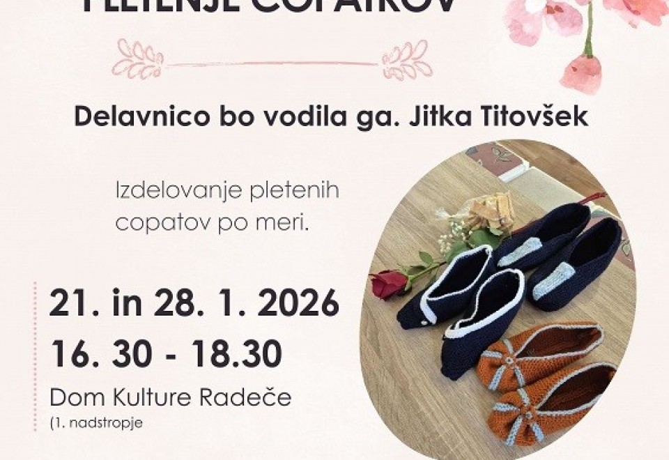 Delavnica pletenja copatkov v VGC Radeče