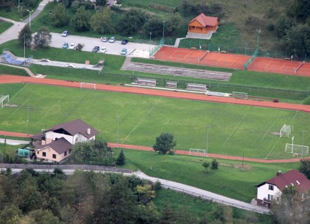 Stadium with athletics track