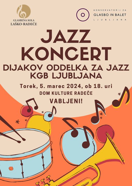 Vabilo na Jazz koncert dijakov Oddelka za jazz KGB Ljubljana