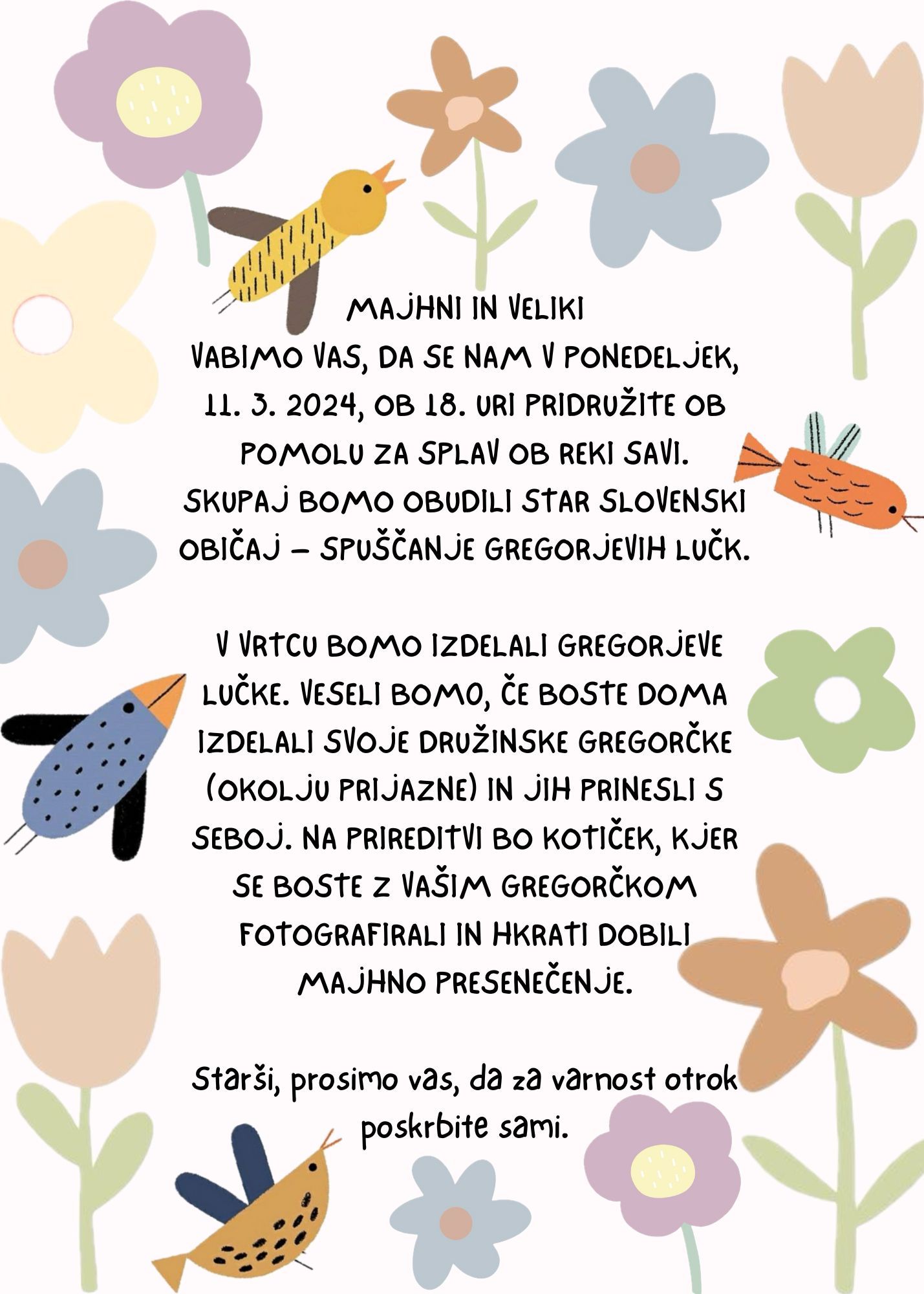 Vabilo - spuščanje gregorčkov